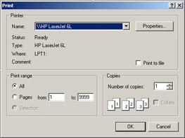 click to expand: this figure shows the print dialog box that allows the end user to specify the print range and the number of copies required to be printed.