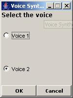 this figure shows the dialog box to select the voice for the voice synthesizer application.