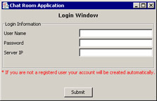 click to expand: this figure shows the login window to login to the chat room application.