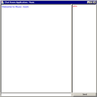 this figure shows the group chat window showing the list of end users currently logged in to the created chat room.