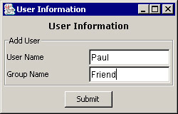 this figure shows the information specified by an end user to add other end users to a group.