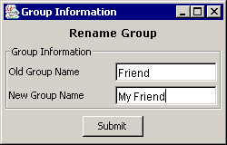 this figure shows the old group name and the new name specified by an end user.