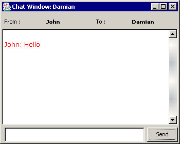 this figure shows a text message in the text area provided by the private chat window.