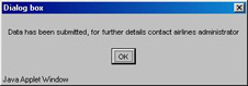 click to expand: this figure shows the confirmation message that appears after an end user successfully submits the selected airline schedule to the jabber server.