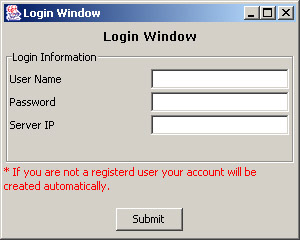 this figure shows the login window that allows end users to login to the contact list application.