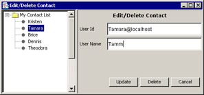 click to expand: this figure shows the contact list showing the updated information specified by an end user.