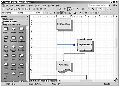 figure 1-2. when you drag a shape that's connected to other shapes, visio's built-in 'intelligence' takes care of the connections for you and reroutes lines automatically.