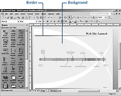 figure 2-18. you can format individual shapes or use backgrounds, borders, and color schemes to format entire diagrams at once.