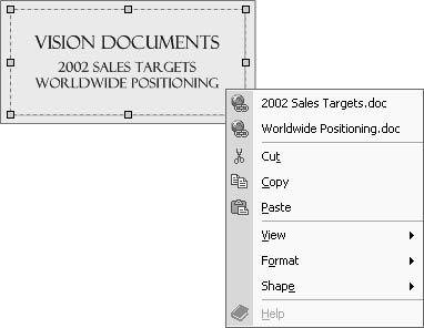figure 5-1. when you define one or more hyperlinks, visio adds the links to the shape's shortcut menu.