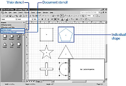 figure 6-5. you can add or edit custom properties for master shapes on a visio stencil, master shapes on a document stencil, or individual shapes in a drawing