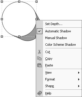 figure 11-12. right-click the shape to change the depth and color of its shadow.
