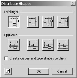 figure 16-30. use the distribute shapes dialog box to create even spacing between shapes.