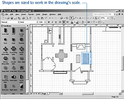 figure 17-5. when you import a cad drawing as a background layer, you can use visio shapes and text to annotate it.