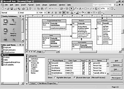 figure 19-1.  you can reverse engineer a database to extract tables, views, code, and other database elements and create a database model diagram.