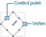figure 22-1. when you select a shape with the pencil tool, its vertices and control points are displayed so that you can control shape geometry.