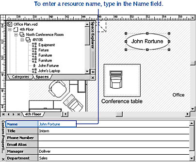 figure 26-21. you can identify a resource by typing a name in the custom properties window or by right-clicking a resource in the explorer window, and then choosing rename.