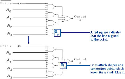 figure 27-10. because connector lines have a beginning and an end, use the connector tool to drag in the direction you want the line to flow.
