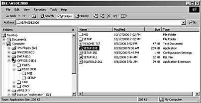 figure 1-12. you can install msde from the msde2000 folder on the office cd.