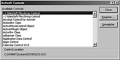 figure 8-31.you can add registered activex controls to your access forms using the activex controls dialog box.