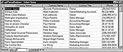 figure 9-27. sort the phone list in descending order by the companyname field.
