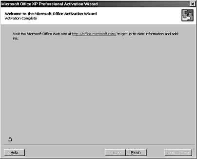 figure a-15.the activation complete screen of the activation wizard lets you know you’ve successfully activated office.