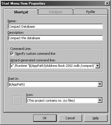 figure b-9.you can create a shortcut to compact the database.