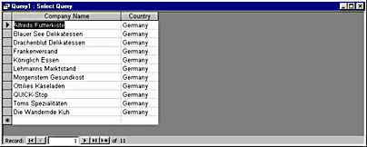 figure 11-3. this query returns records for customers in germany.