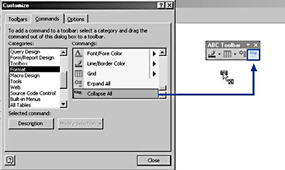 figure 13-11.drag a command to a new toolbar.