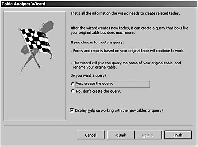 figure 15-5. the final wizard page asks whether you want to create a query based on the tables it has created.