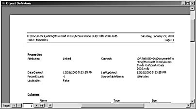 figure 15-11.the documenter creates an object definition report.
