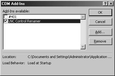 figure 15-31.in the com add-ins dialog box, select the com add-in you want to install.