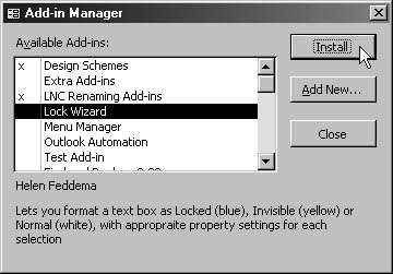 figure 21-9. select the add-in and click the install button to install it in the add-in manager dialog box.