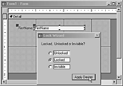 figure 21-10.select a formatting option to apply to a text box in the lock wizard dialog form.