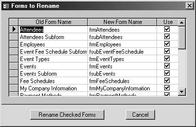 figure 21-21. the forms to rename dialog box suggests new names using lnc tags.