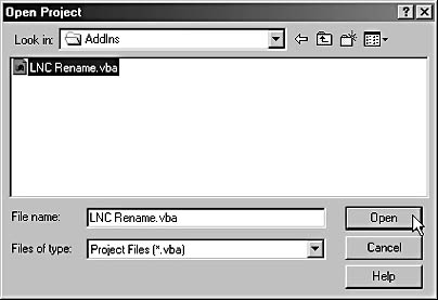 figure 21-34. open the com add-in’s saved vba project to edit the add-in.