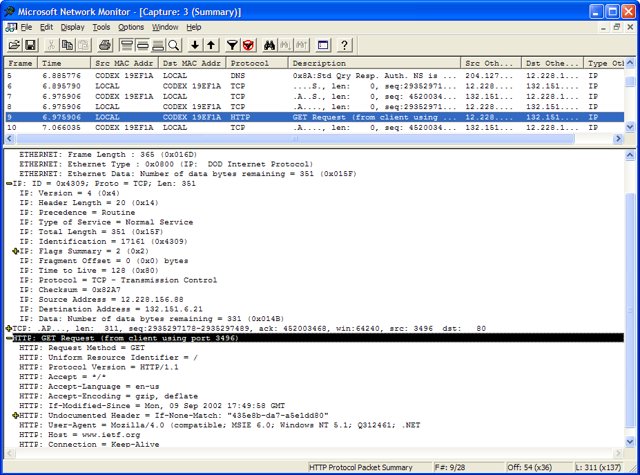 figure 2-11 a network monitor capture file