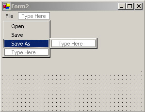 this figure shows how to create menus in vb.net applications. you create menus in the what you see is what you get manner.