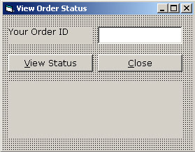 this figure shows the view order status window that allows an end user to view the status of an order.