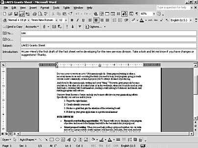 figure 1-7. using word as your default e-mail editor enables you to control the document format and text styles. 