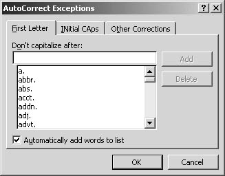 figure 6-16. you can teach autocorrect not to correct certain items that are unique to the documents you create.