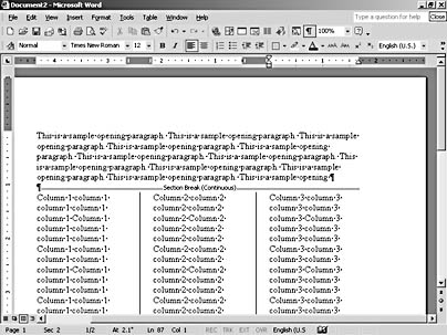 figure 9-4. you can mix single-column and multi-column formats in the same document.