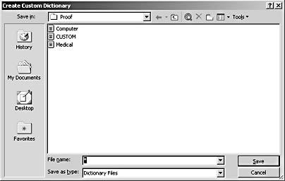 figure 13-9. the create custom dictionary dialog box enables you to create new dictionaries that you can use on an 