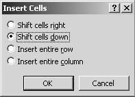 figure 18-6. you can insert individual cells or groups of cells without moving an entire row or column.