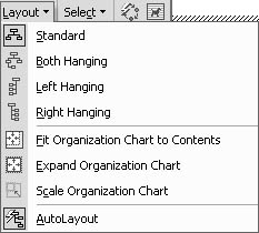 figure 20-4. you can select a different layout for the organization chart.