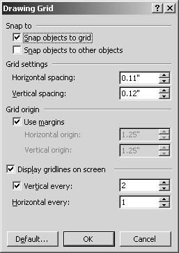 figure 21-7. customize the grid display by using the document grid settings.