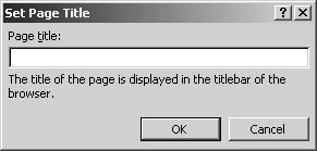 figure 31-10. the set page title dialog box enables you to add or modify a web page's title bar text.