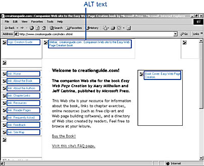 figure 31-16. alt text can be used to describe content areas to users who view your web pages without graphics.