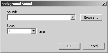 figure 31-21. you can use the background sound dialog box to include background sound in your web page.