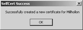figure 34-7. a message box appears after your certificate has been created.