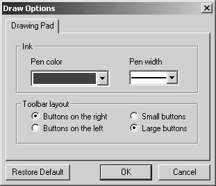 figure 39-17. you can control how lines appear on your drawing pad by configuring the settings in the draw options dialog box.